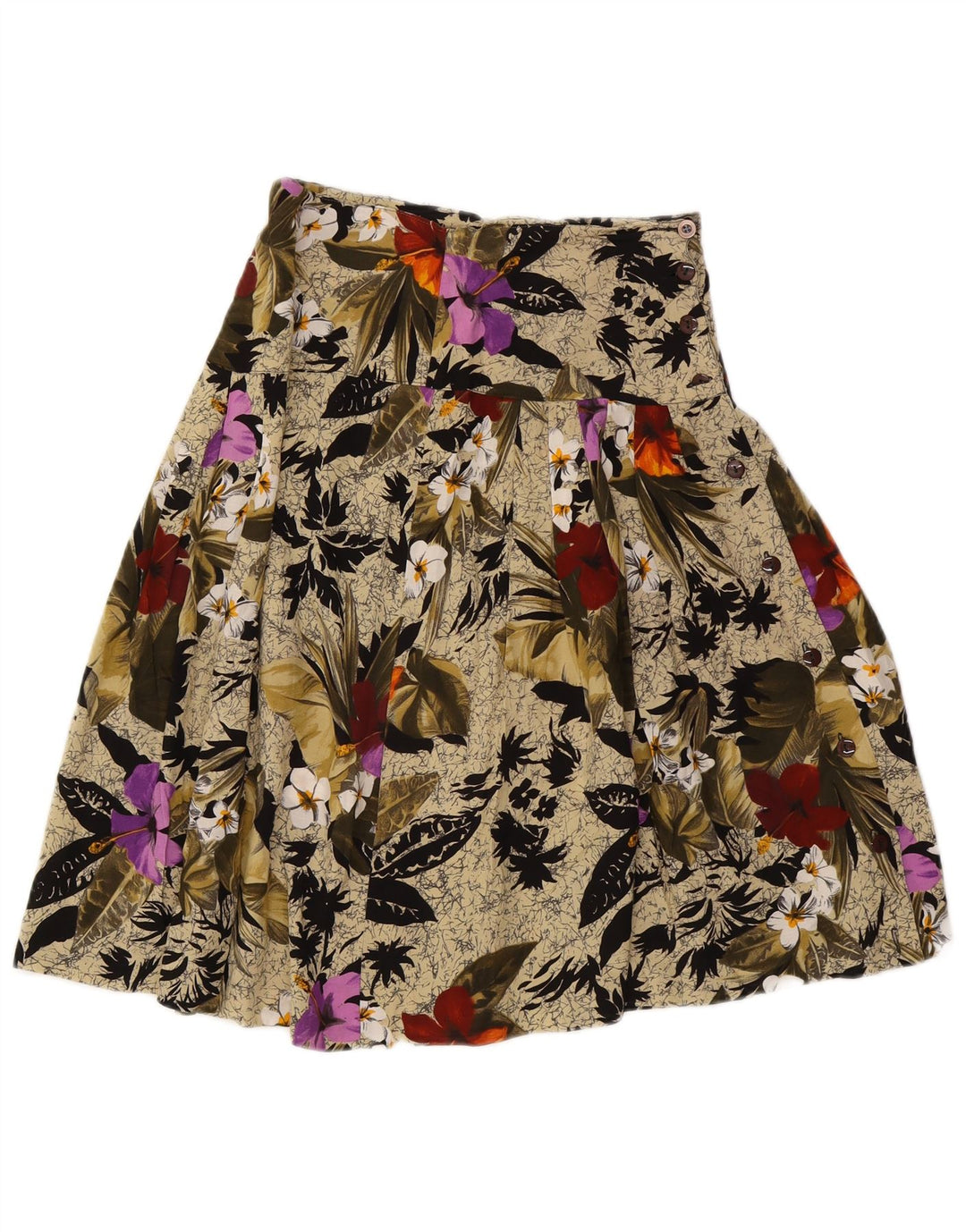 Vintage damska spódnica w kształcie litery A W26 mała beżowa w kwiaty
