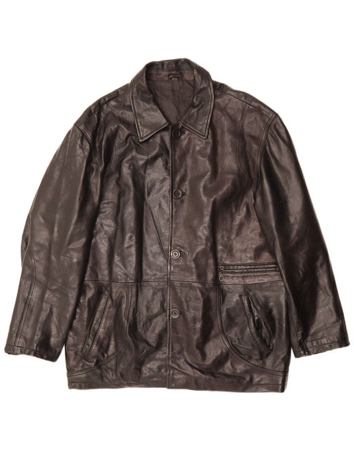 Vintage męska kurtka skórzana IT 52 XL czarna skóra