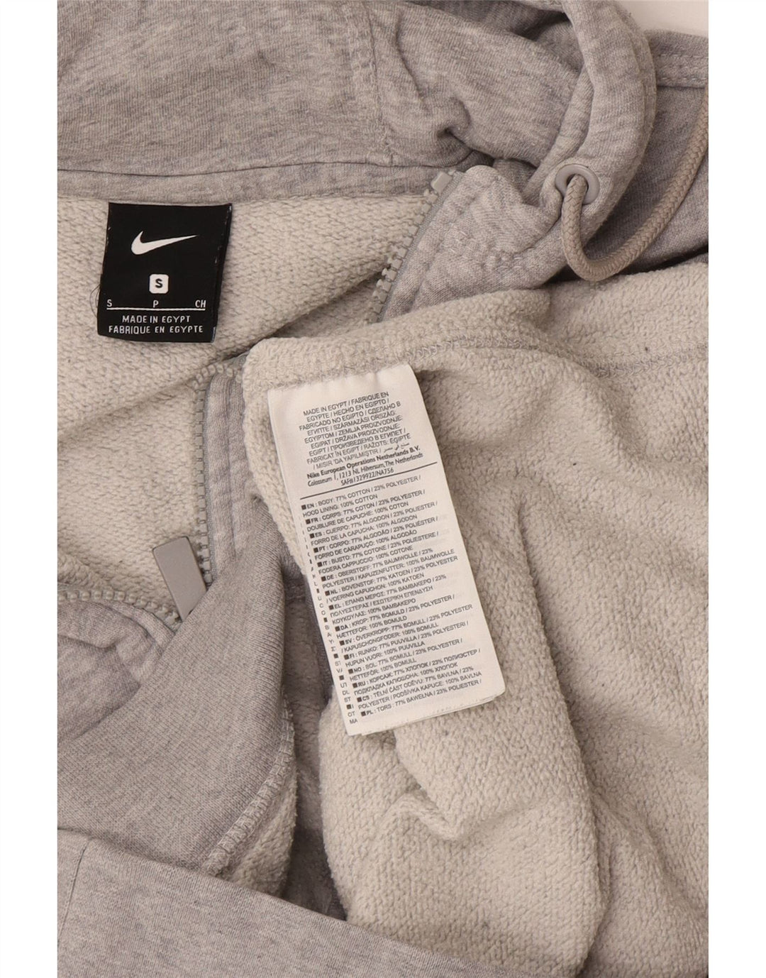 Męski sweter z kapturem i zamkiem błyskawicznym Nike, mały, szary, z bawełny w cętki