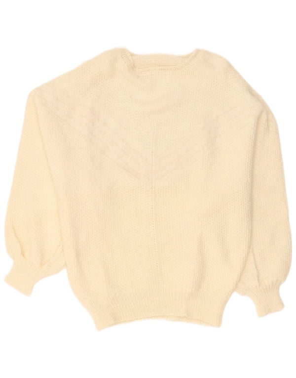 Sweter damski w stylu vintage z dekoltem w łódkę UK 16, duży w kolorze złamanej bieli