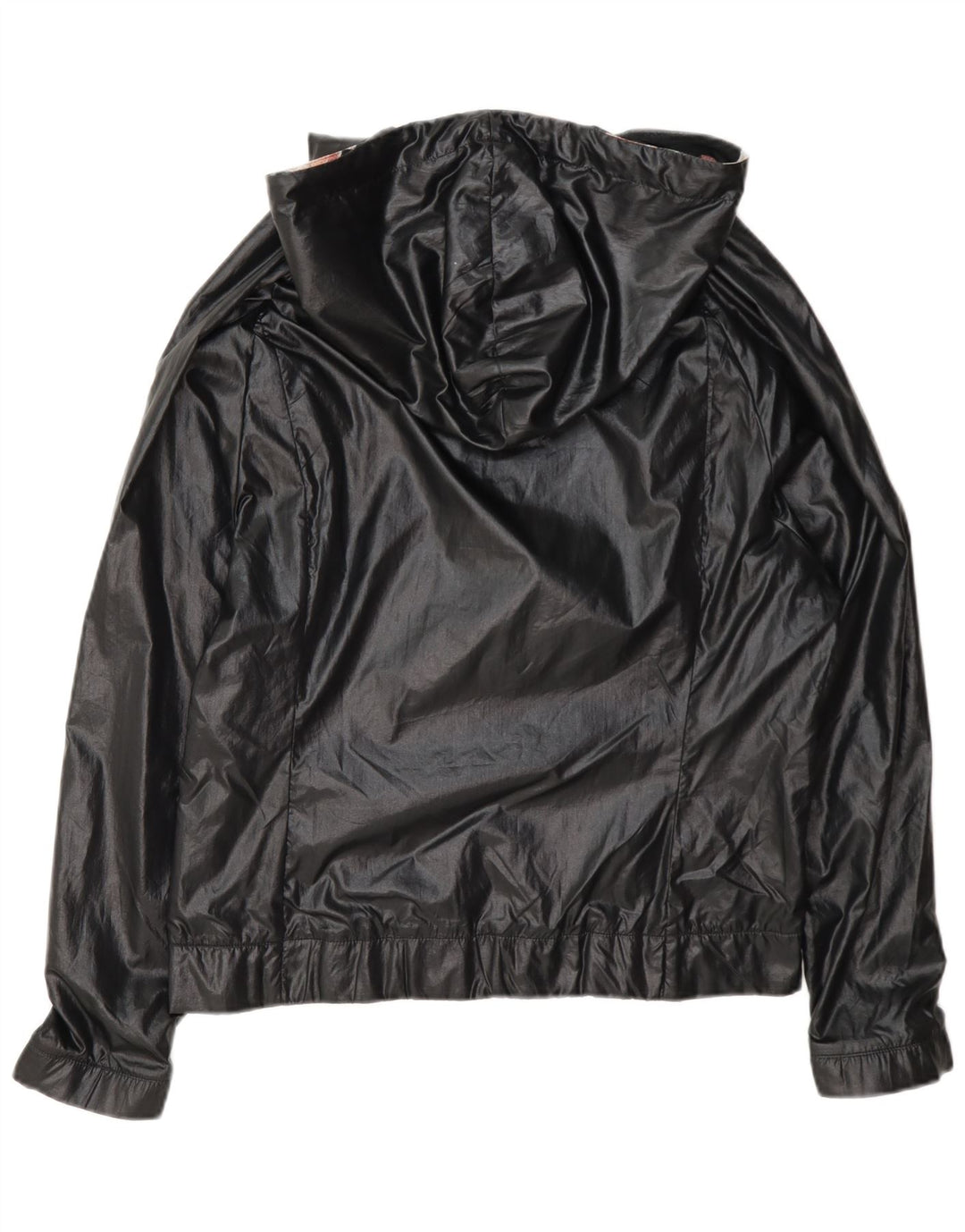 Damska kurtka przeciwdeszczowa Adidas z kapturem, oversize UK 8, mała, czarna, z poliamidu