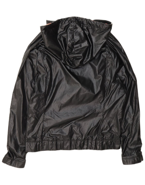 Damska kurtka przeciwdeszczowa Adidas z kapturem, oversize UK 8, mała, czarna, z poliamidu