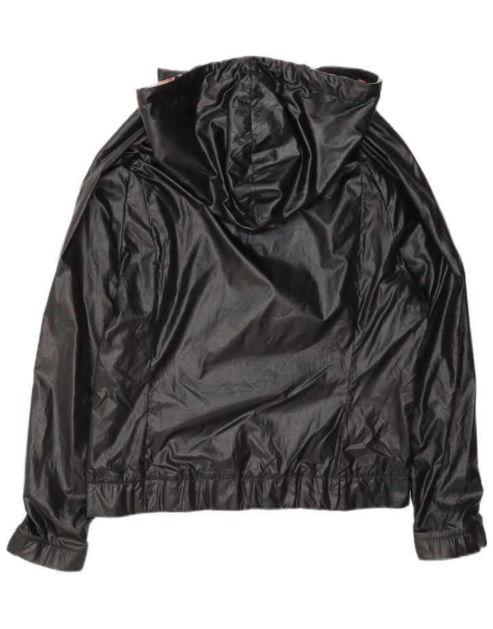 Damska kurtka przeciwdeszczowa Adidas z kapturem, oversize UK 8, mała, czarna, z poliamidu