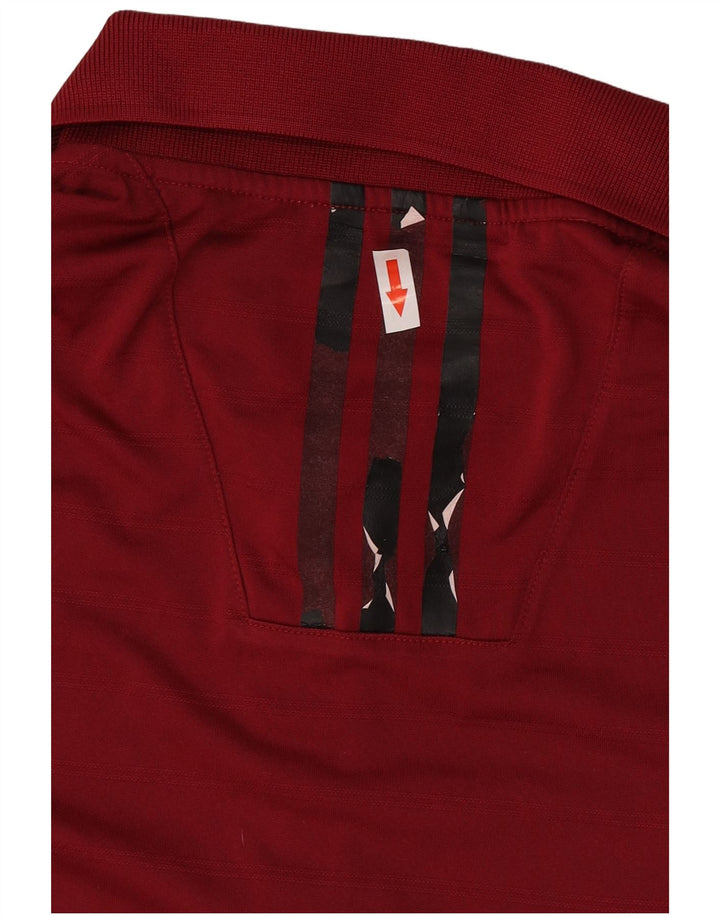 Męska koszulka polo Adidas Climalite, duża, bordowa, z poliestru w paski