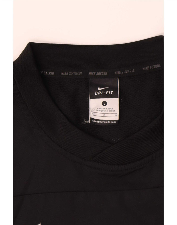 Męska koszulka Nike Dri Fit z grafiką, długim rękawem, dużym czarnym poliestrem w blokach kolorów