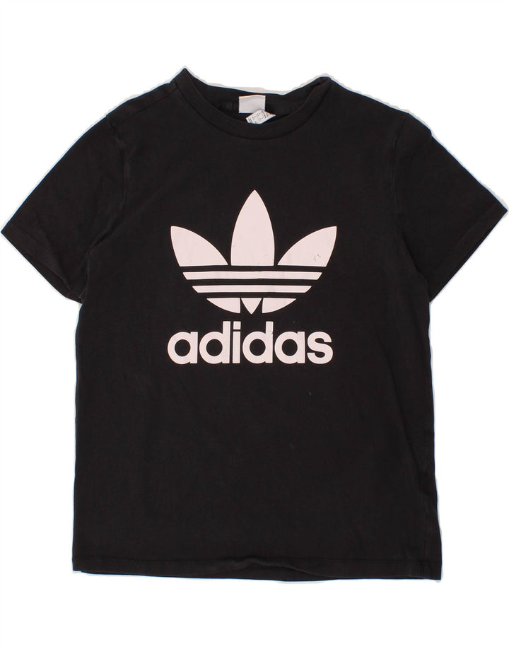 ADIDAS Womens Graphic T-Shirt Top UK 14 Medium Black Vintage Adidas and Second-Hand Adidas from Messina Hembry 