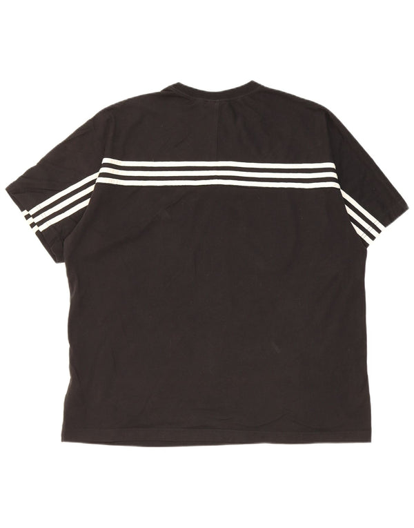 Męska koszulka Adidas Regular Graphic Top, duża, czarna, bawełniana w paski