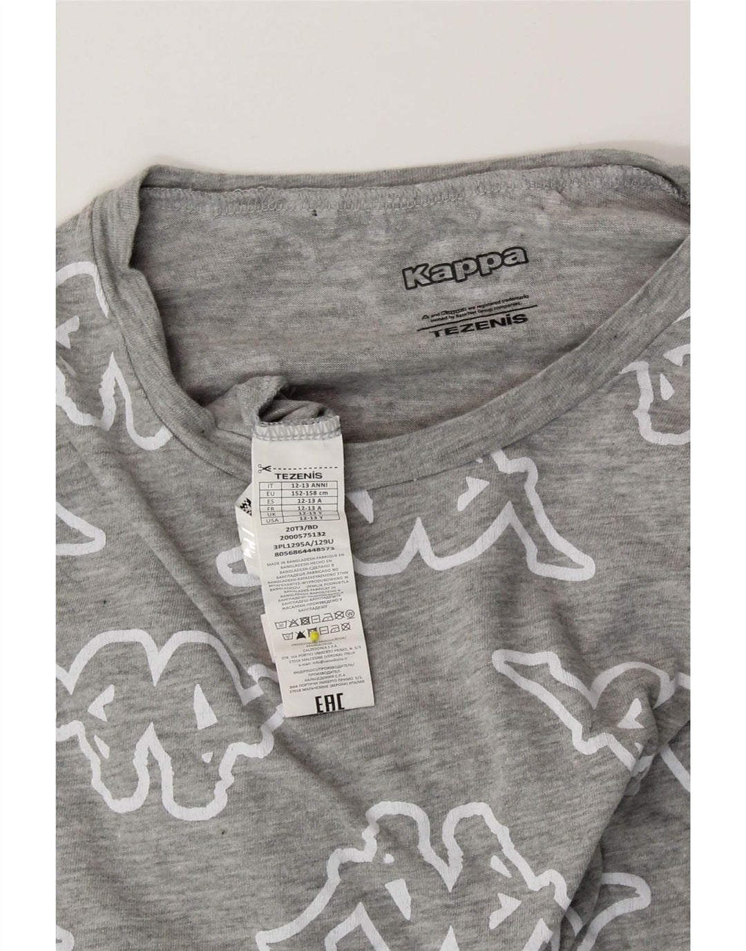 KAPPA Girls Graphic Top Long Sleeve 12-13 Years Grey
