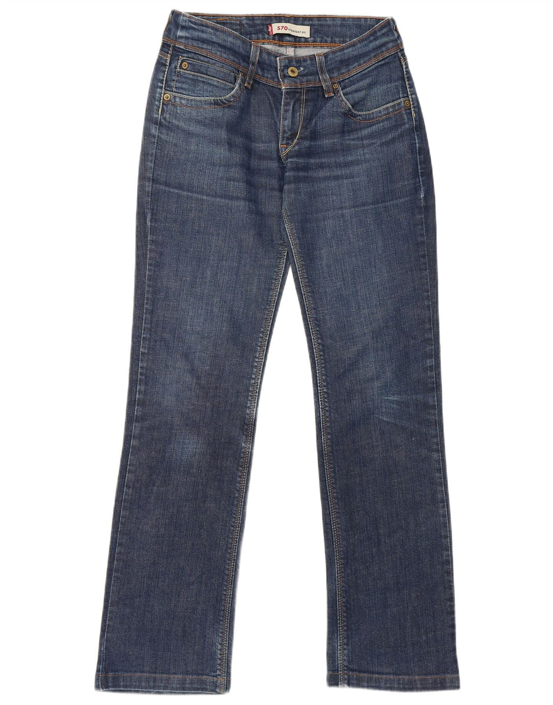 Damskie jeansy Levi's 570 Straight W29 L30 Niebieskie bawełniane