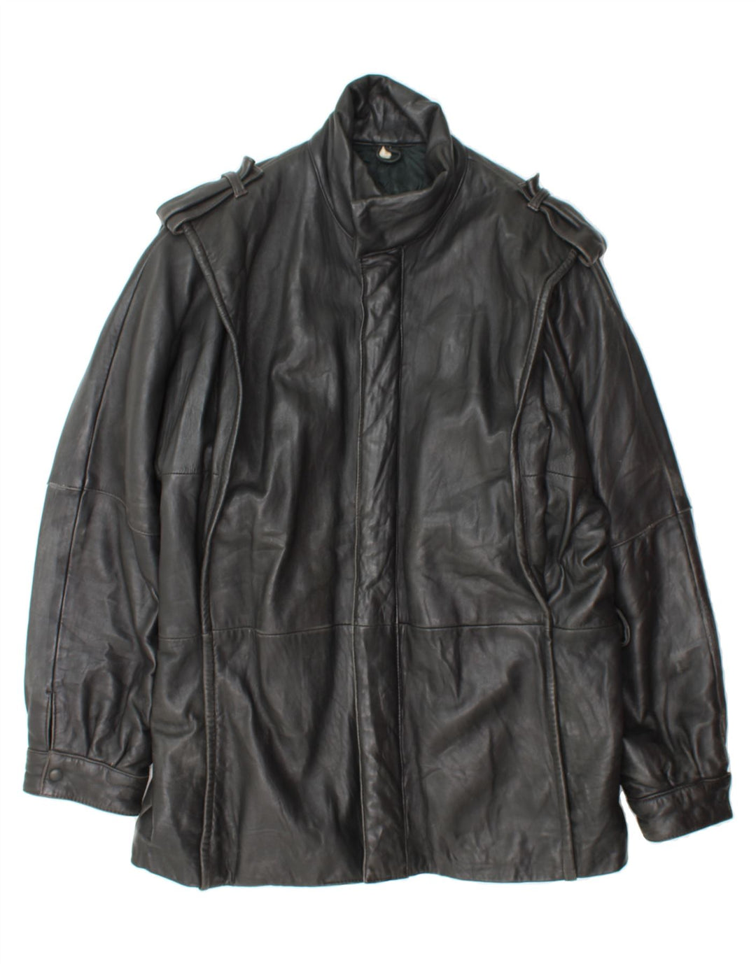 VINTAGE Mens Loose Fit Leather Jacket IT 48 Medium Black Vintage Vintage and Second-Hand Vintage from Messina Hembry 