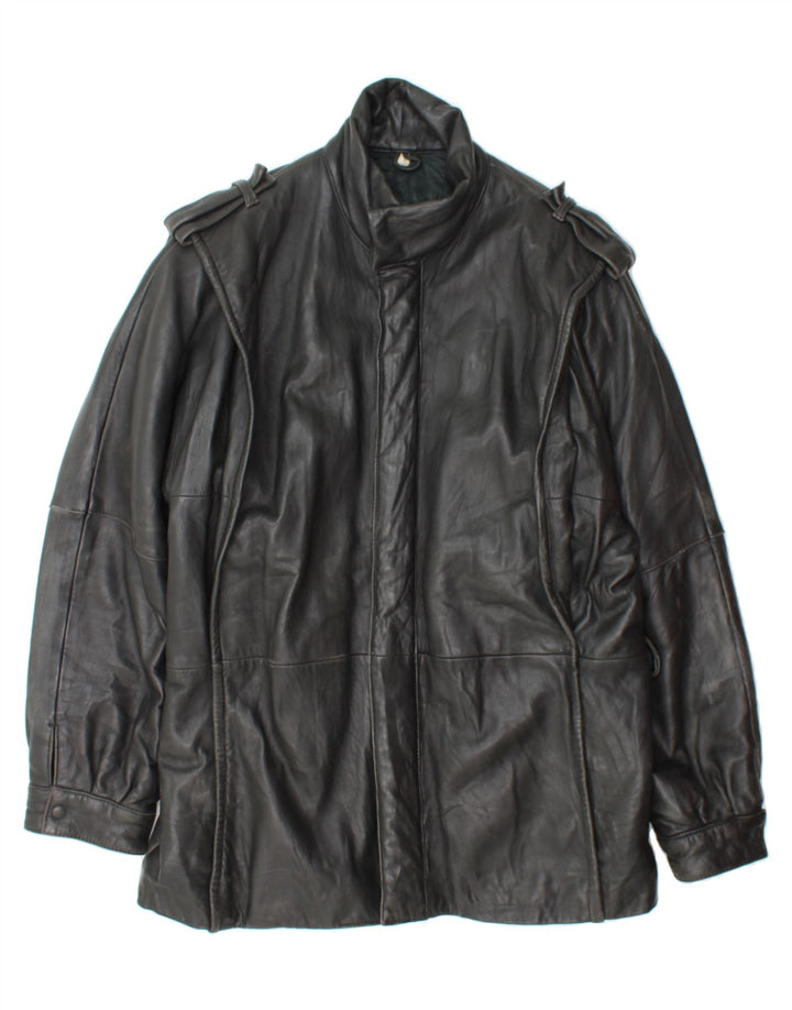 VINTAGE Mens Loose Fit Leather Jacket IT 48 Medium Black Vintage Vintage and Second-Hand Vintage from Messina Hembry 
