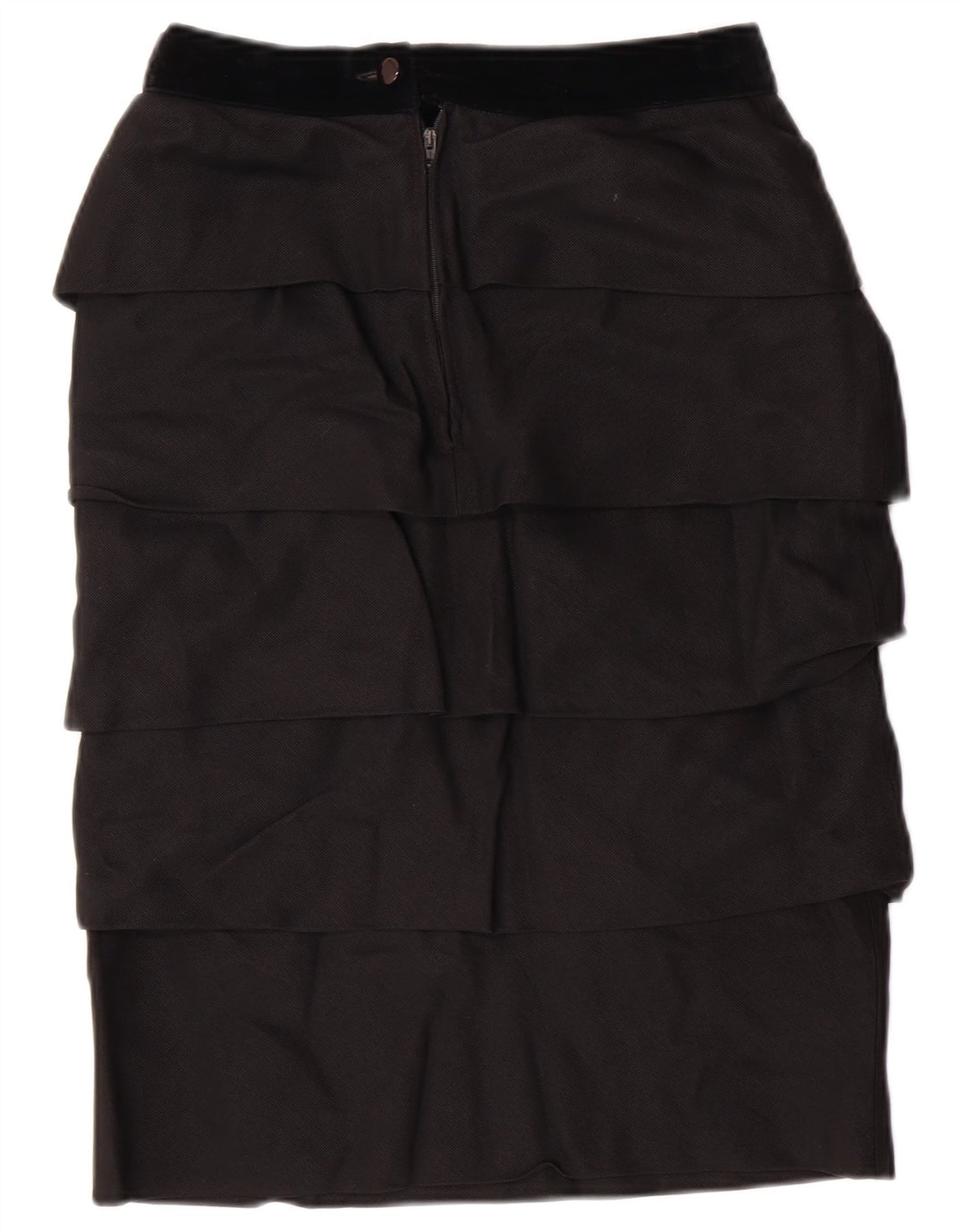 Warstwowa spódnica damska VINTAGE z wysokim stanem IT 42 Medium W26 Czarna wiskoza