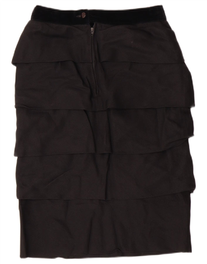 Warstwowa spódnica damska VINTAGE z wysokim stanem IT 42 Medium W26 Czarna wiskoza