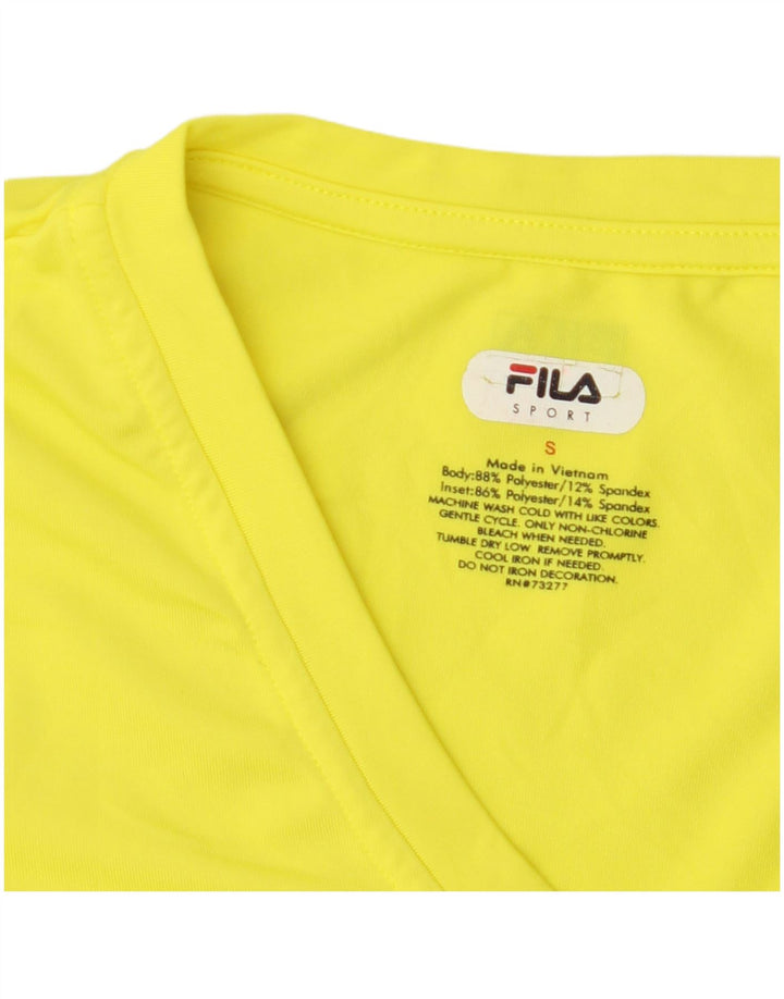 Top damski Fila z długim rękawem UK 10, mały, żółty poliester