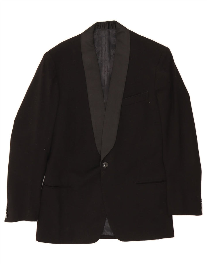 VINTAGE Mens 1 Button Blazer Jacket UK 38 Medium Black Vintage Vintage and Second-Hand Vintage from Messina Hembry 