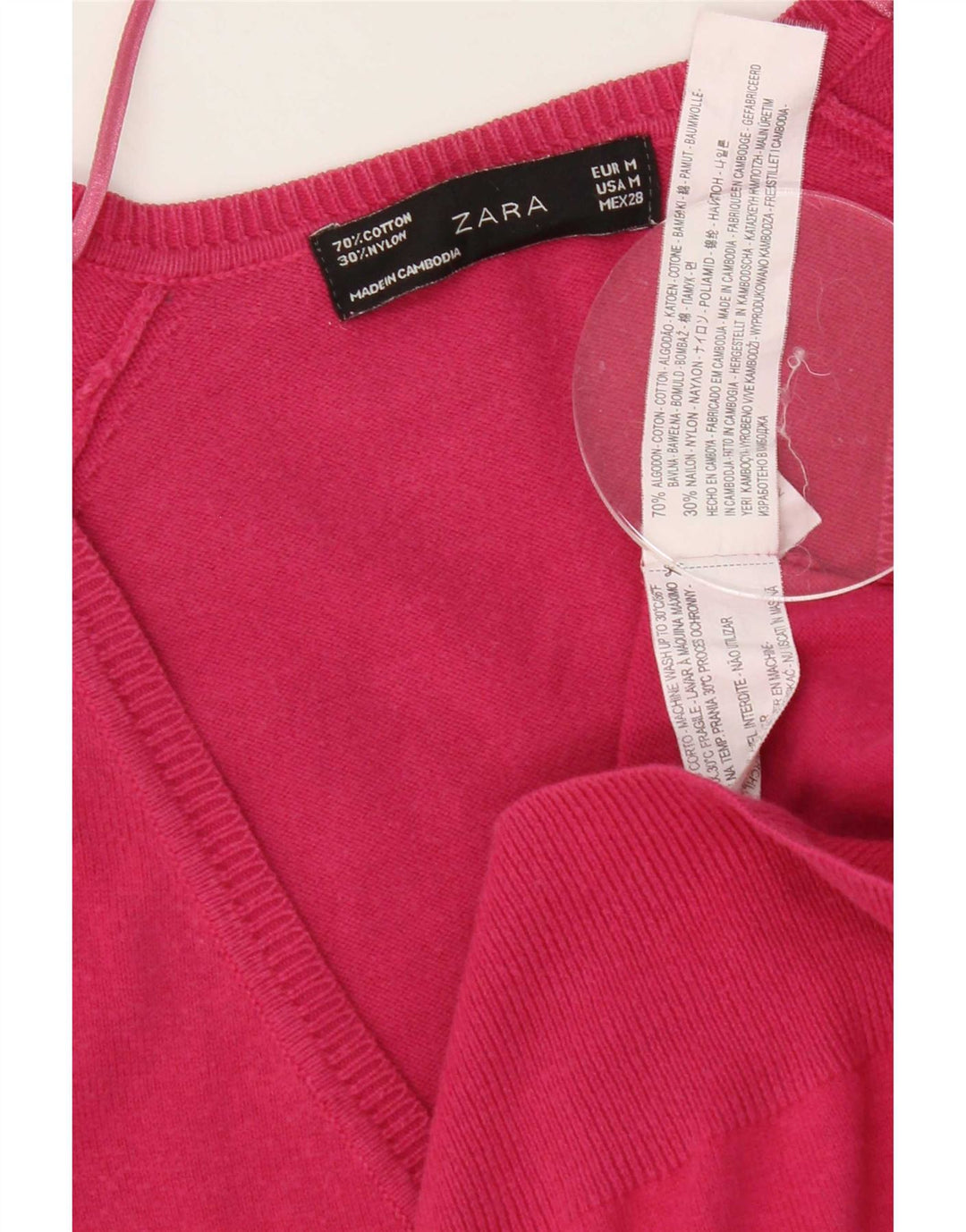 Sweter damski Zara UK 12 Średni różowy bawełniany