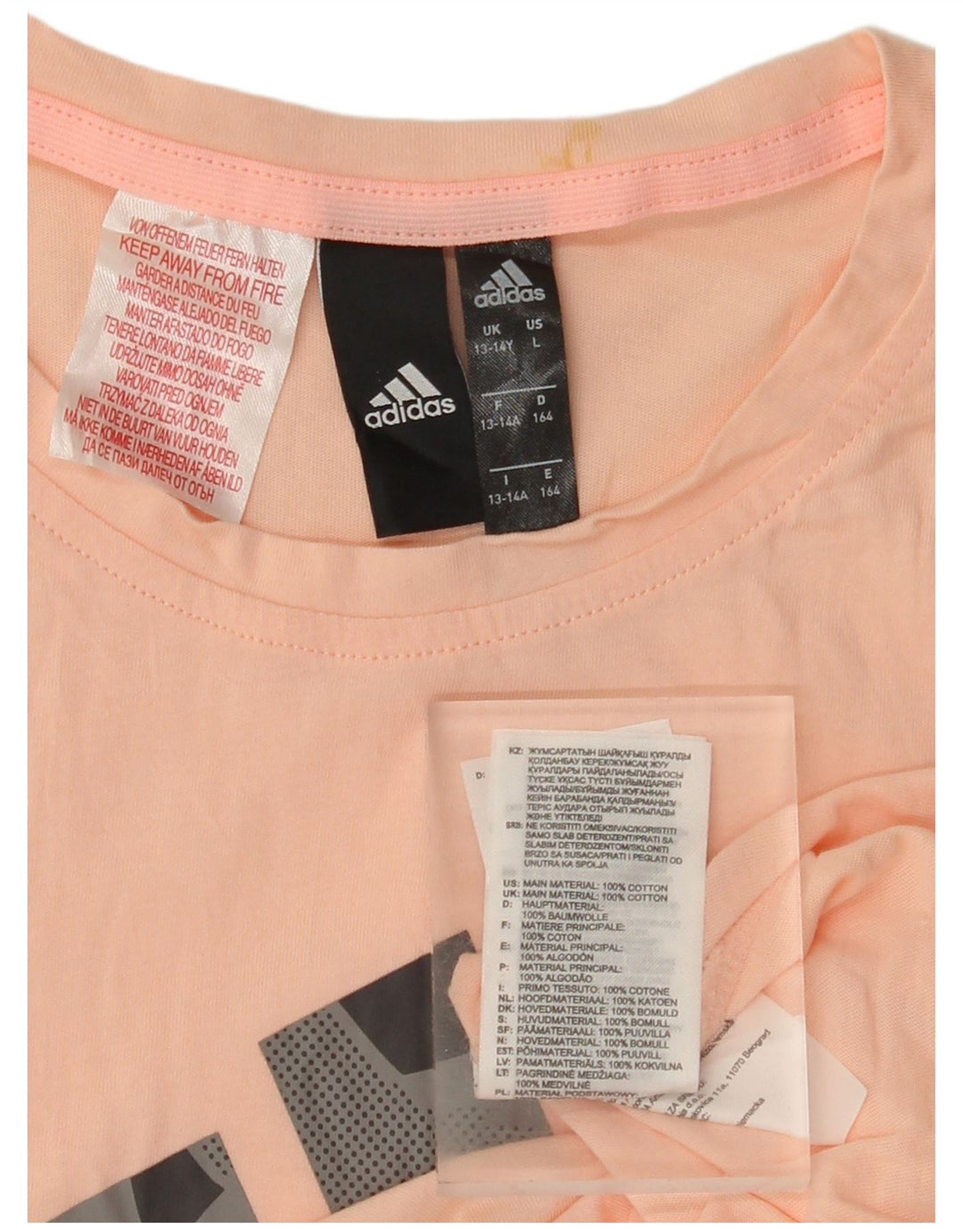 Dziewczęca koszulka z grafiką ADIDAS 13-14 lat, różowa, bawełniana