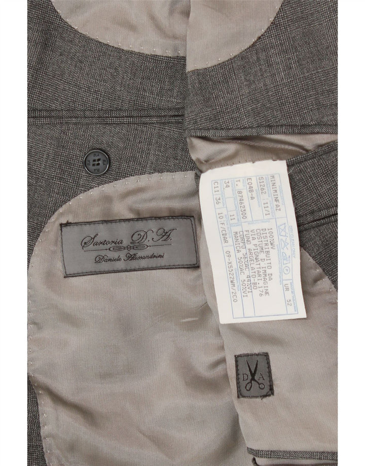 DANIELE ALESSANDRINI Mens 2 Button Blazer Jacket IT 52 XL Grey Check Vintage Daniele Alessandrini and Second-Hand Daniele Alessandrini from Messina Hembry 