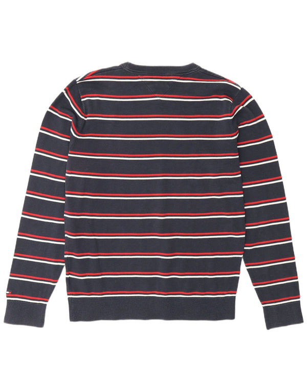 Męski sweter z okrągłym dekoltem Tommy Hilfiger w średnie granatowe paski