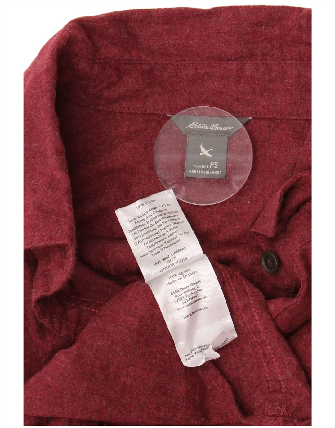 EDDIE BAUER Damska koszula oversize UK 10, mała, bordowa, bawełniana