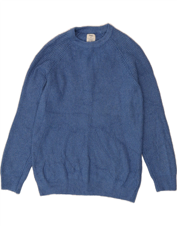 MARKS & SPENCER Mens Crew Neck Jumper Sweater Medium Blue Polyamide Vintage Marks & Spencer and Second-Hand Marks & Spencer from Messina Hembry 