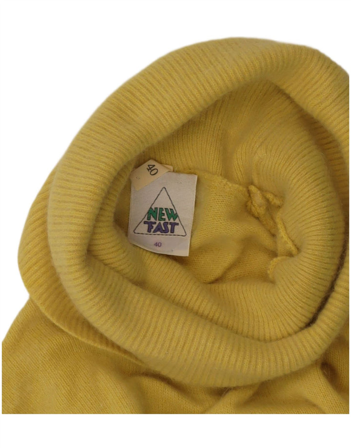 NEW FAST Womens Roll Neck Jumper Sweater EU 40 Medium Yellow Angora