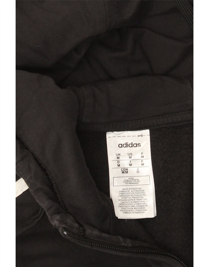 Adidas Męski sweter z kapturem i zamkiem błyskawicznym, średni czarny, bawełniany