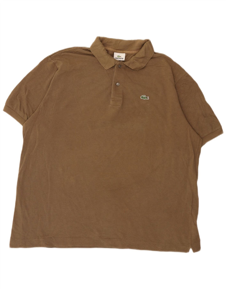 Męska koszulka polo Lacoste, rozmiar 7, 2XL, brązowa, bawełniana