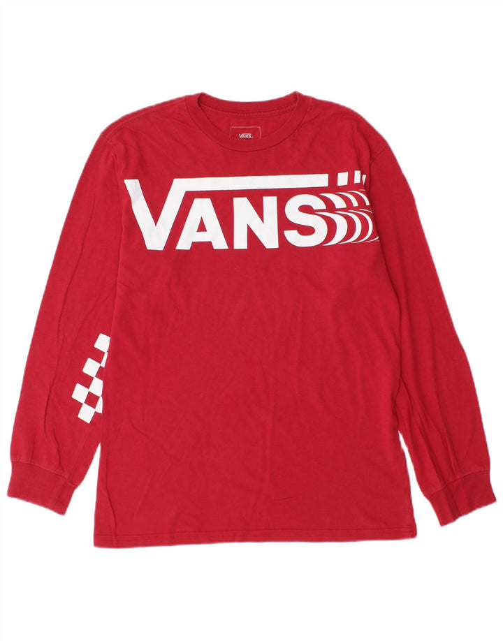 Męski top VANS o klasycznym kroju z grafiką, długim rękawem, mały, czerwony, bawełniany