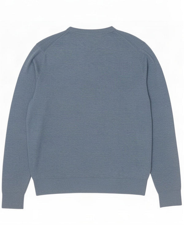 Męski sweter męski Tommy Hilfiger z dekoltem w kształcie litery V, XL, niebieski, nakrapiany, bawełniany