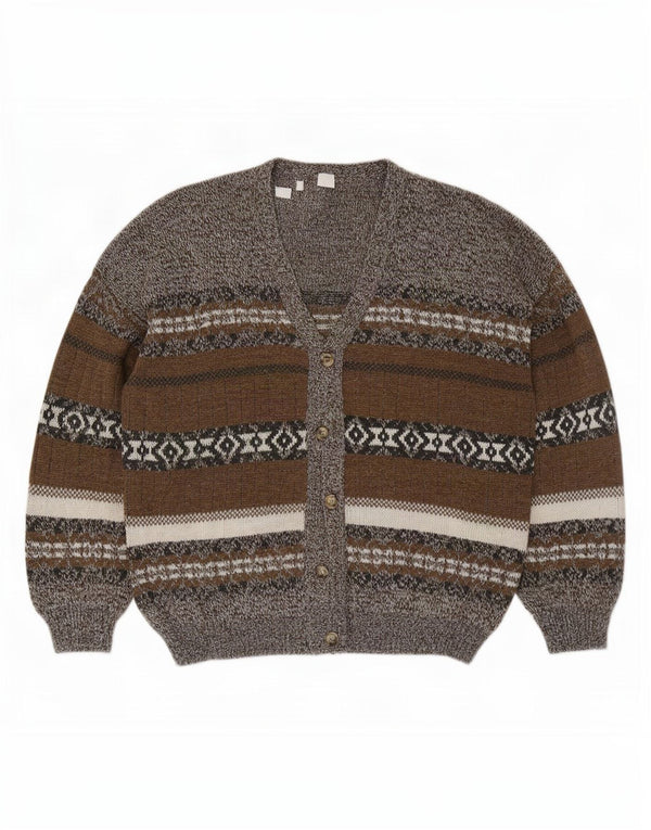 Vintage męski sweter rozpinany XL szary Fair Isle