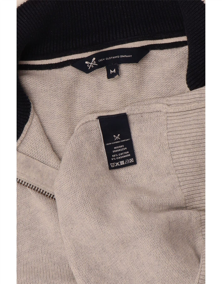 CREW CLOTHING Męski sweter zapinany na zamek, średnioszary, bawełniany