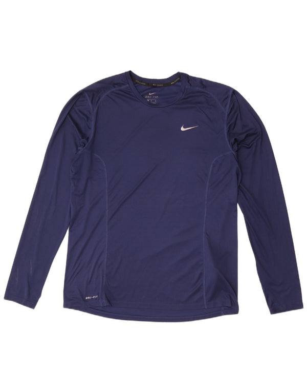 Męska koszulka Nike Dri Fit z długim rękawem XL, granatowa, poliestrowa