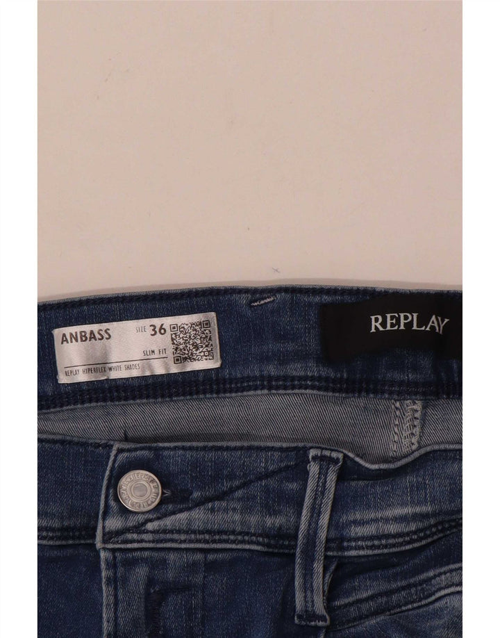 Męskie jeansy Replay Anbass Slim W36 L34 Niebieskie