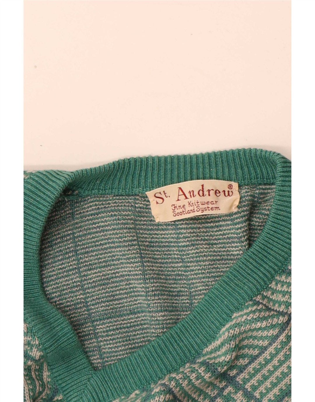 Męski sweter St. Andrews z dekoltem w szpic, duży, zielony w pepitkę
