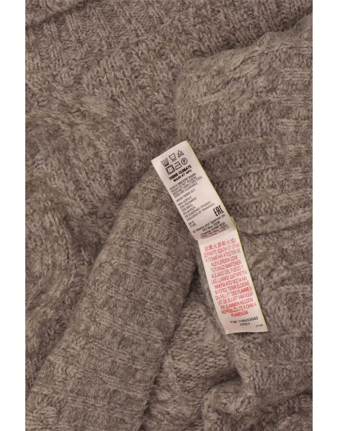 Marks & Spencer Damski sweter oversize z golfem, UK 16, duży, szary