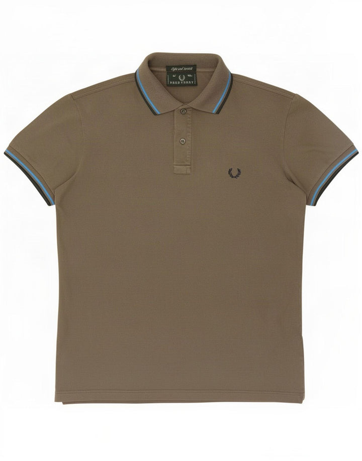 Męska koszulka polo Fred Perry, bawełniana w paski w kolorze khaki