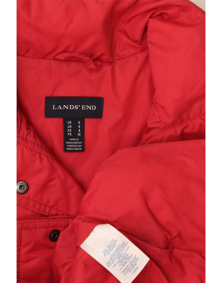 Damska kamizelka oversize Lands End z wyściełaną wkładką UK 10, mała, z czerwonego nylonu