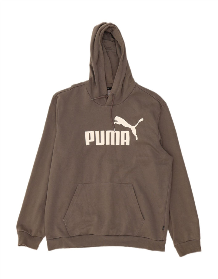 Męski sweter z kapturem i grafiką PUMA, duży, szary, bawełniany