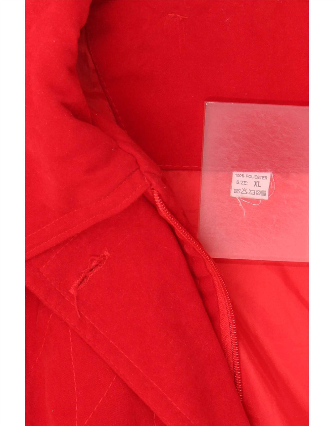 Vintage damska kurtka parka z kapturem, oversize UK 18 XL, czerwony poliester