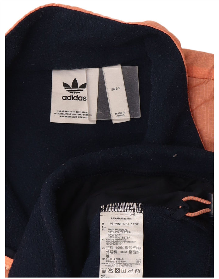 Męski sweter polarowy Adidas z zamkiem błyskawicznym, mały, granatowy, z blokami kolorów, poliester