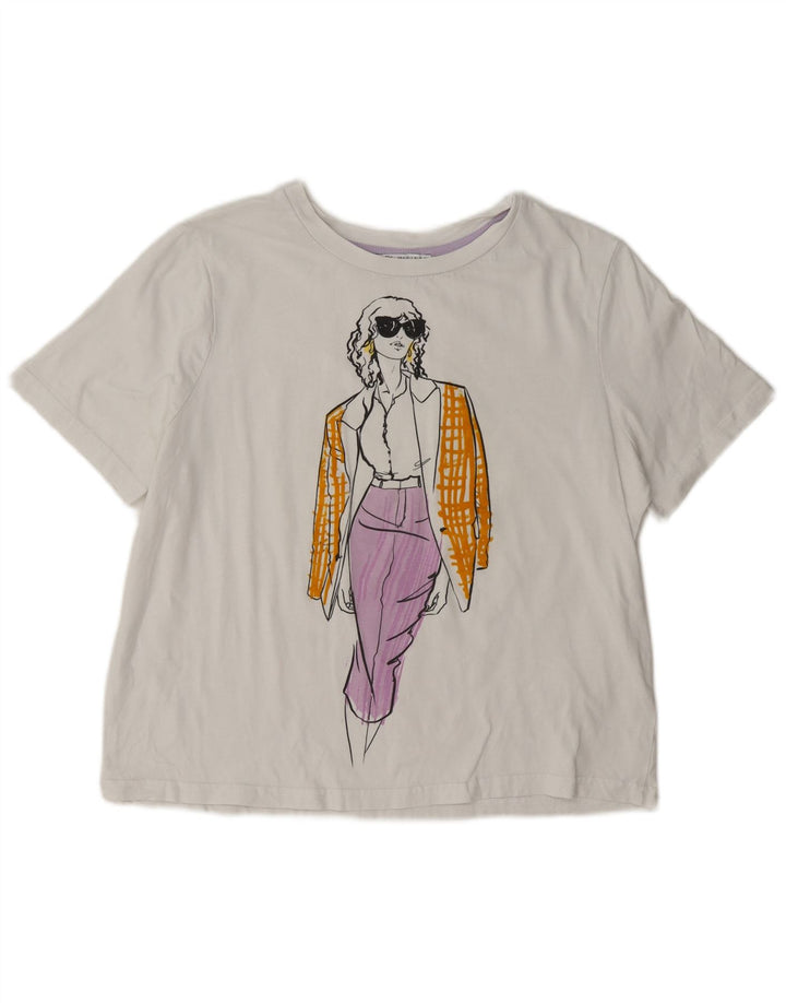 Damska koszulka oversize z grafiką Zara Top UK 10 Small White