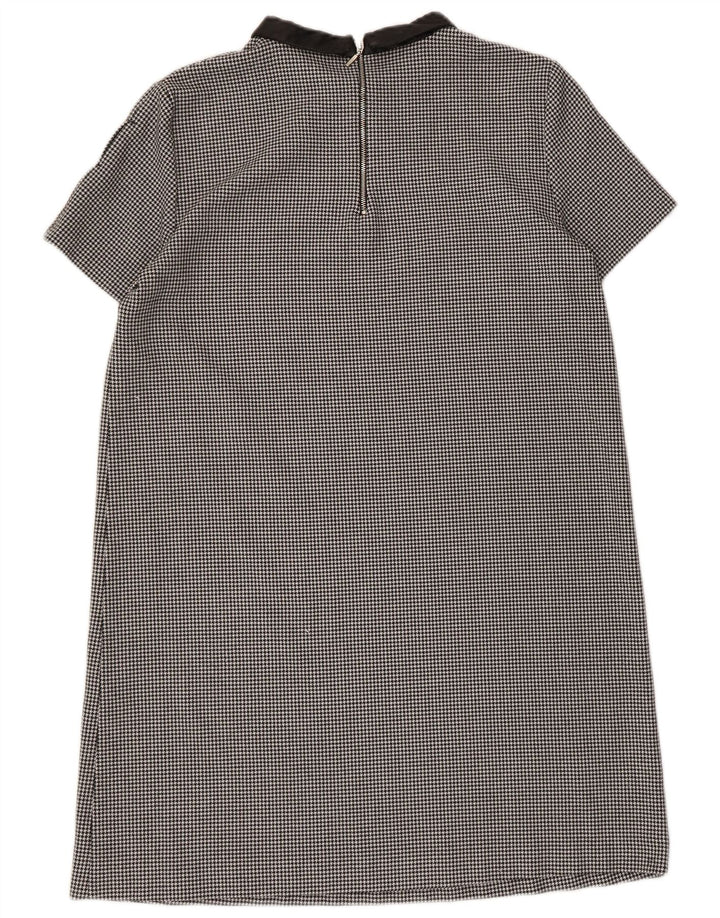 Damska sukienka typu shift Zara UK 14, duża, czarna pepitka, poliester