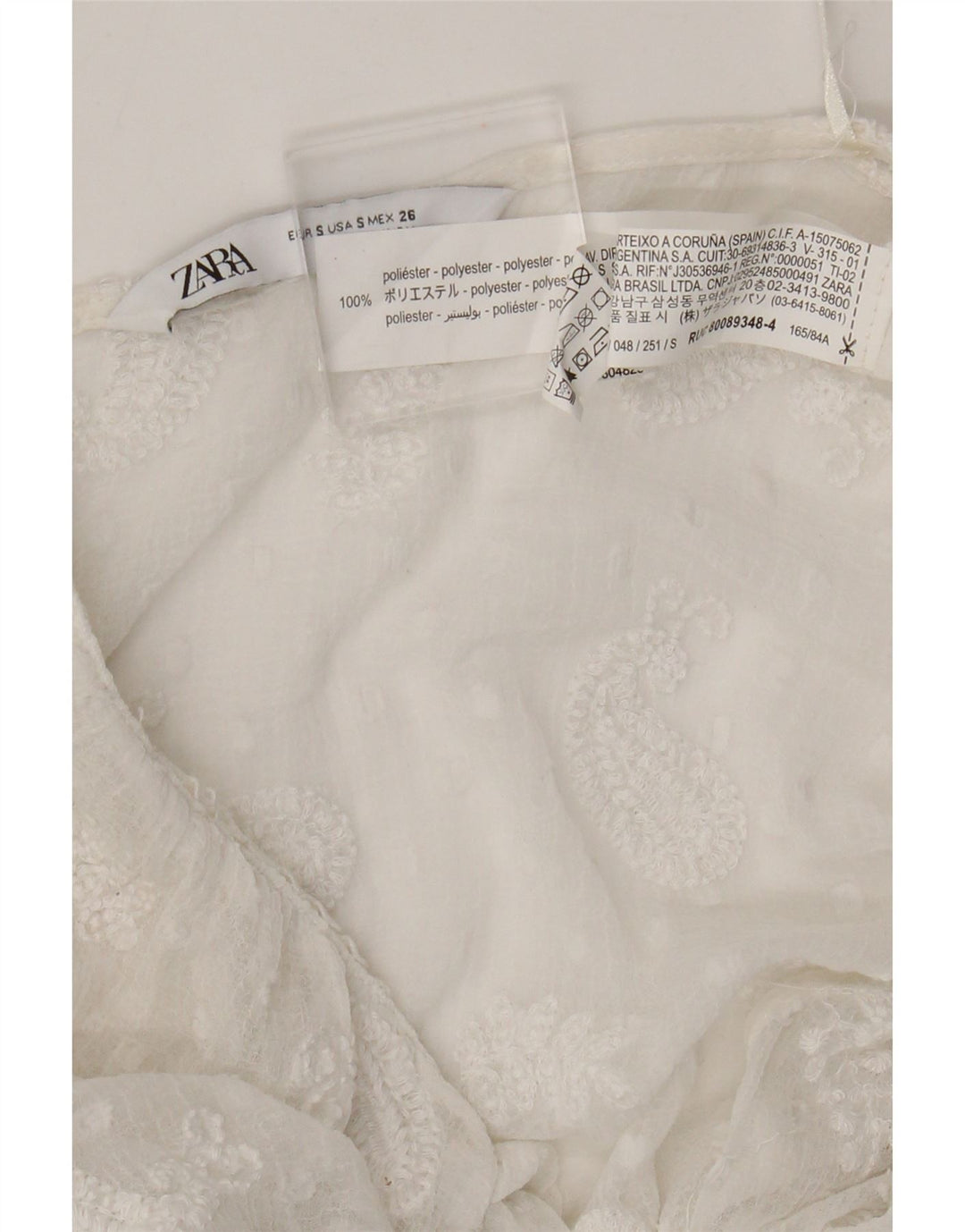 Damska prześwitująca sukienka maxi Zara UK 8 Small White Paisley Poliester