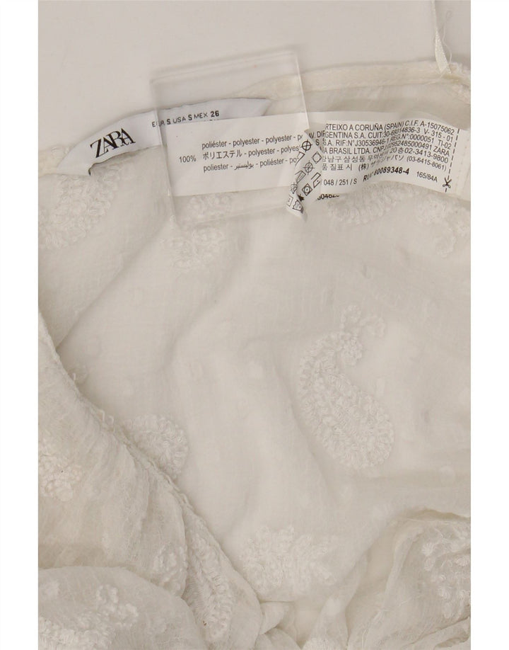 Damska prześwitująca sukienka maxi Zara UK 8 Small White Paisley Poliester