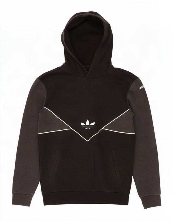 Adidas Męska bluza z kapturem, mała, czarna, bawełniana z blokami kolorów