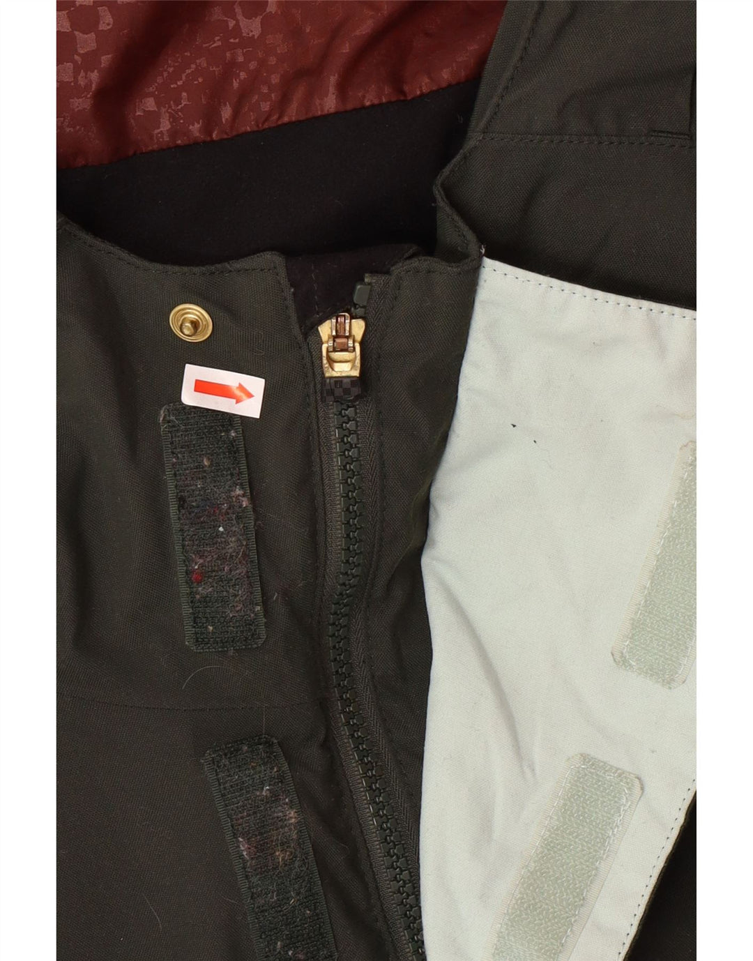 Męska kurtka wiatrówka VANS z kapturem UK 40, duży nylon w blokach kolorów khaki