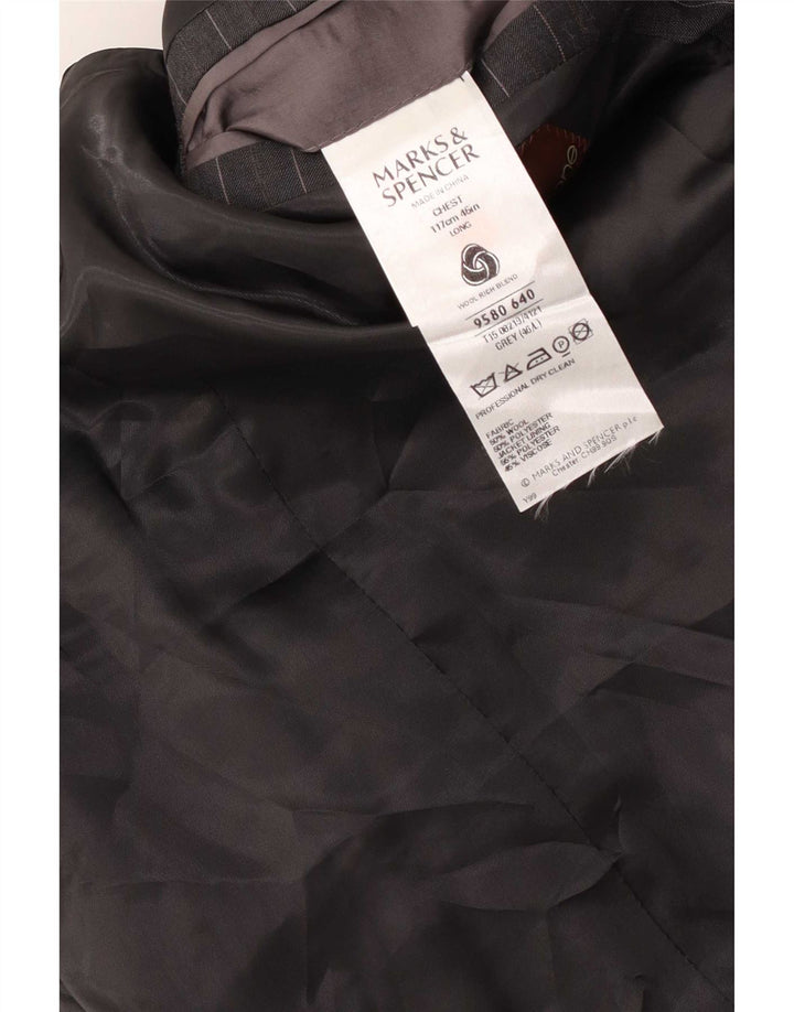 Marks & Spencer Męska marynarka zapinana na 2 guziki UK 46 XL Szara wełniana w prążki