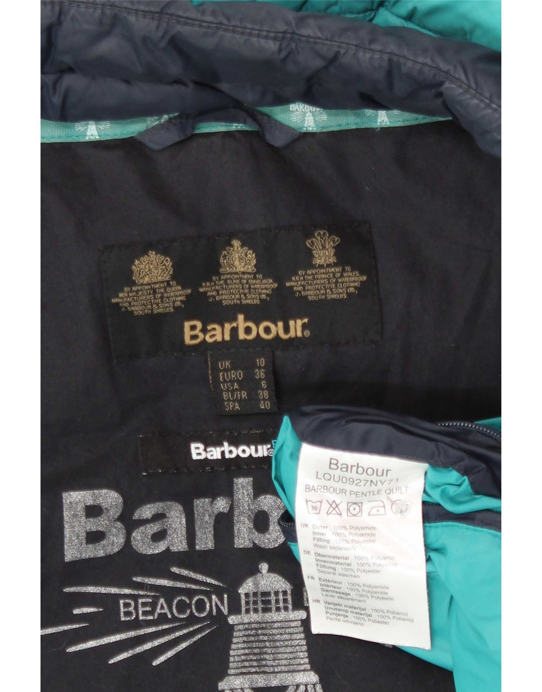 Barbour damska ocieplana kurtka z kapturem UK 10 Small Navy