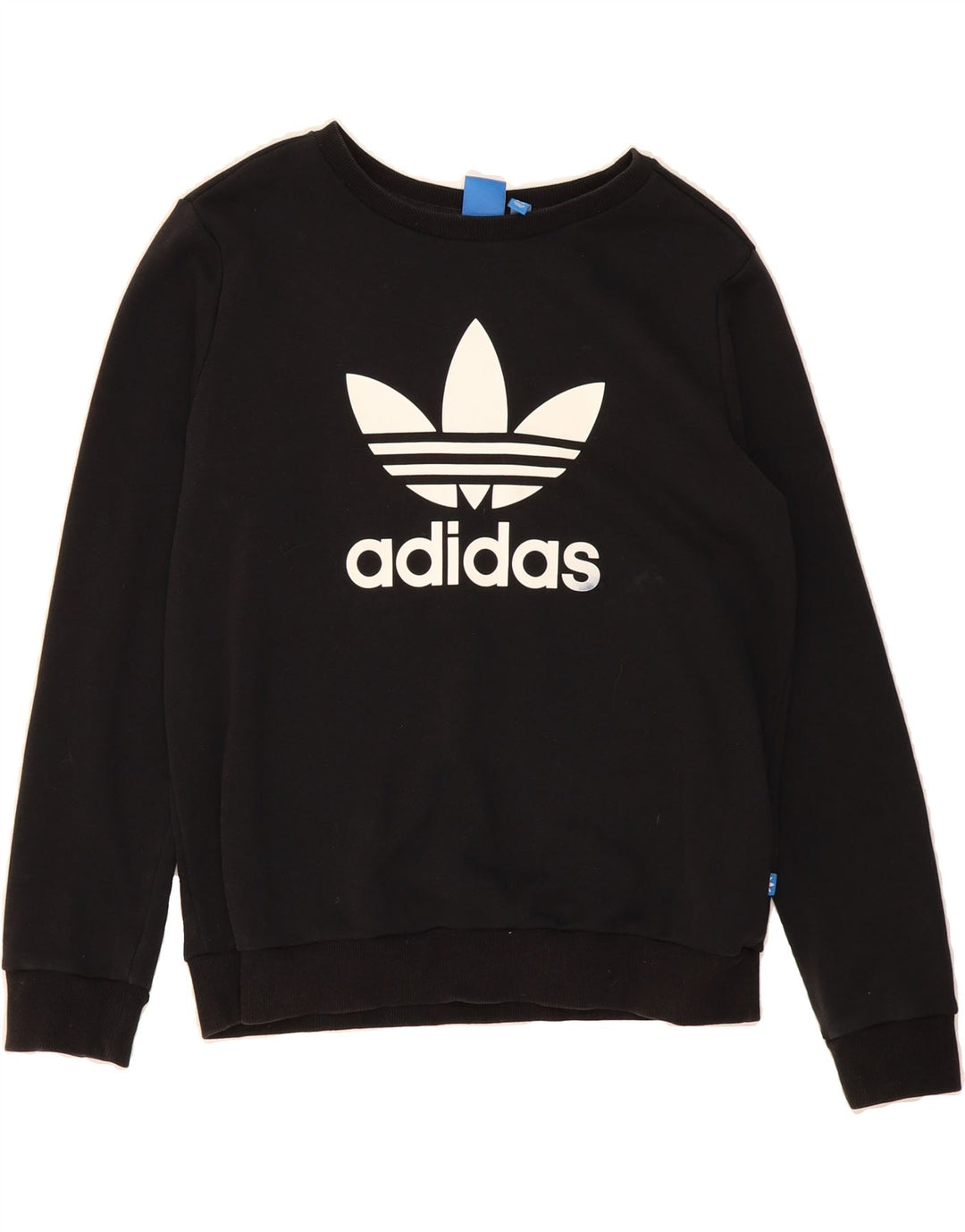 ADIDAS Womens Graphic Sweatshirt Jumper UK 14 Medium Black Cotton Vintage Adidas and Second-Hand Adidas from Messina Hembry 